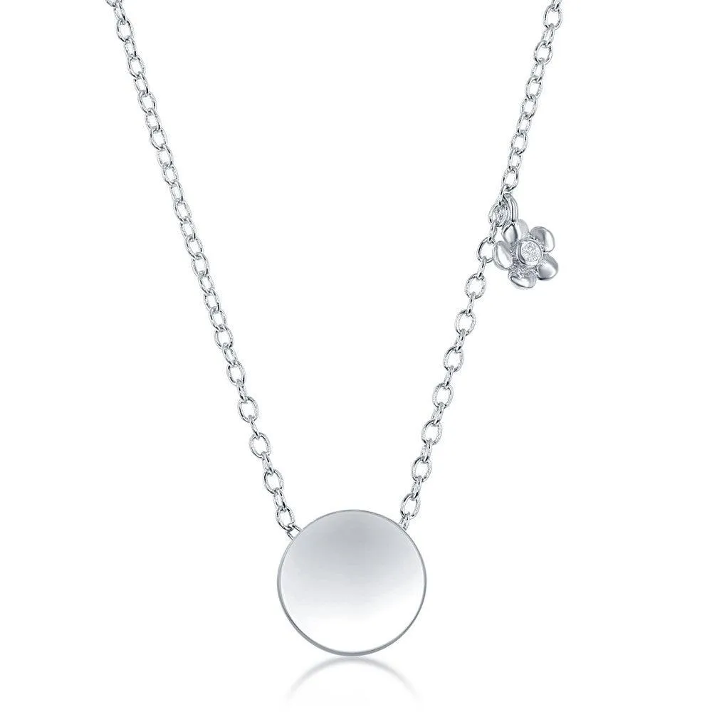 Sterling Silver Circle Necklace and Earrings Set