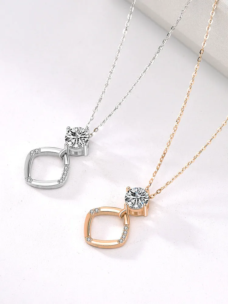 Sterling Silver Diamond Square Pendant