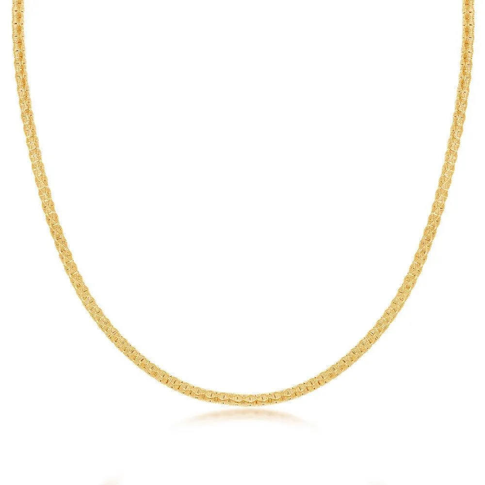 Sterling Silver Gold Plated Diamond-Cut Wire Design Necklace