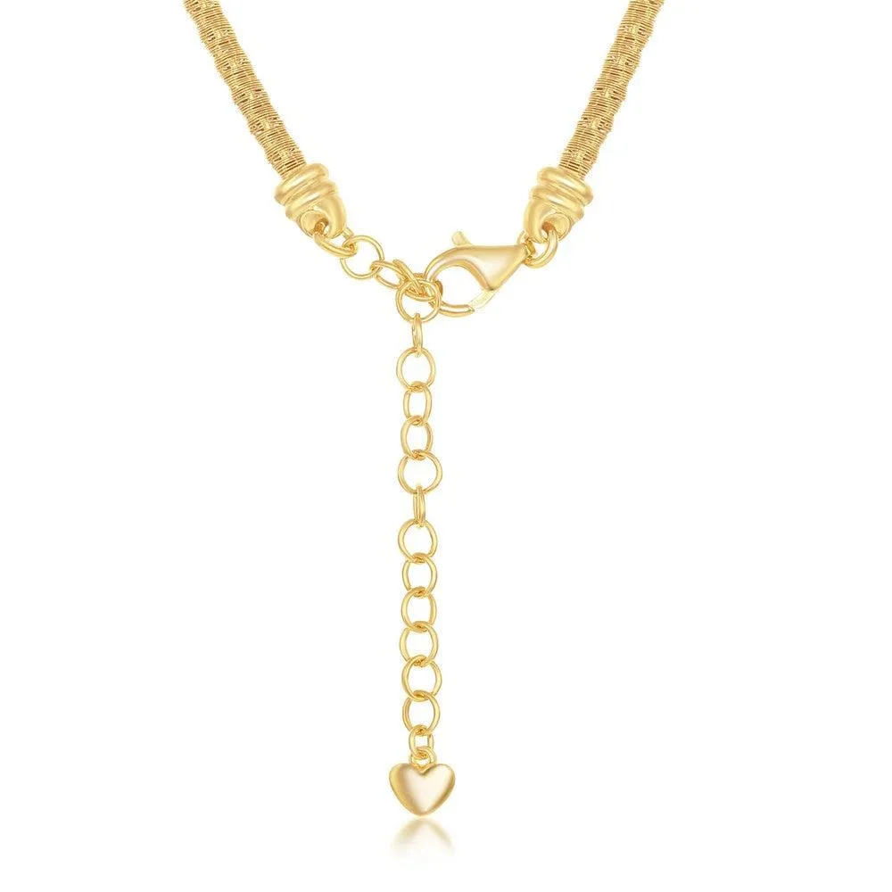 Sterling Silver Gold Plated Diamond-Cut Wire Design Necklace