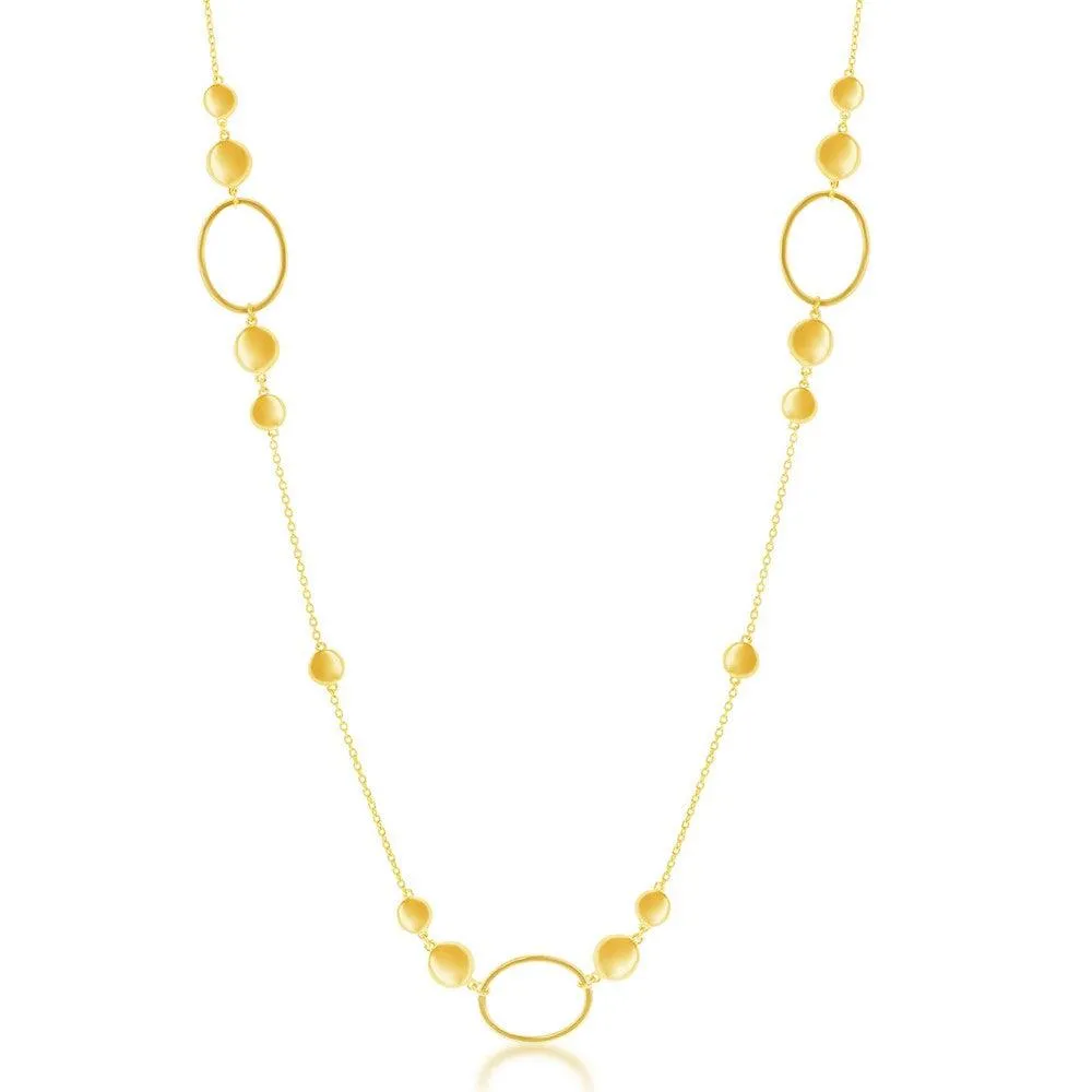 Sterling Silver Gold Plated Open Ovals Flat Discs Necklace