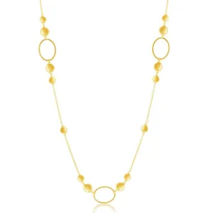 Sterling Silver Gold Plated Open Ovals Flat Discs Necklace