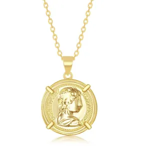 Sterling Silver GP Queen Elizabeth Coin-Style Necklace
