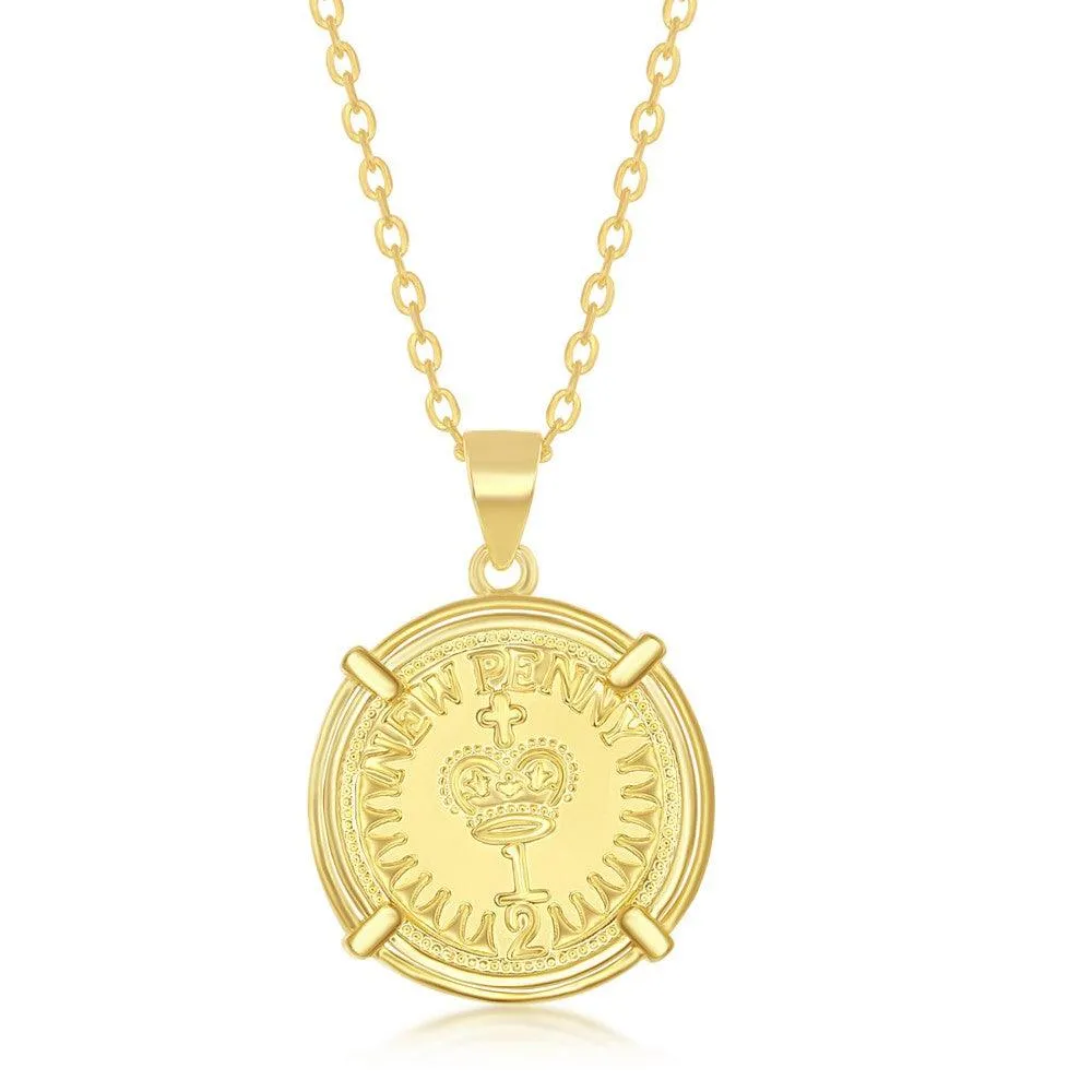 Sterling Silver GP Queen Elizabeth Coin-Style Necklace
