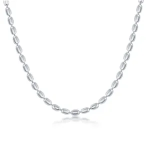 Sterling Silver Oval Bead Chain, 9"