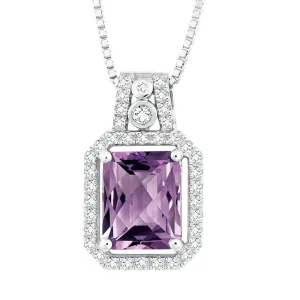 Sterling Silver Purple Octagon Amethyst Necklace