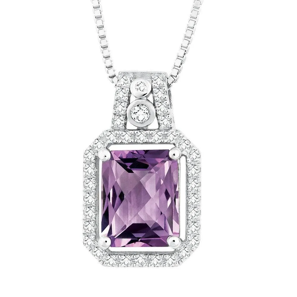 Sterling Silver Purple Octagon Amethyst Necklace
