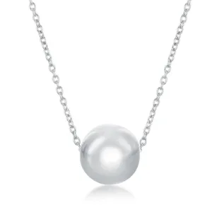 Sterling Silver Rhodium Plated 10mm Bead Necklace