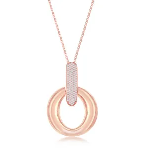 Sterling Silver Rose GP Door-Knocker Pave Pendant Chain