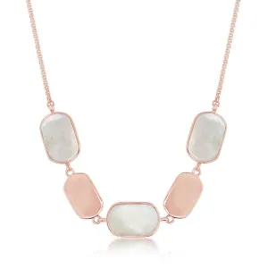 Sterling Silver Rose GP Polished and Pink MOP Necklace