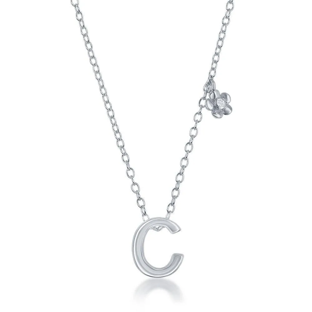 Sterling Silver Shiny "C" Necklace and Earrings Set