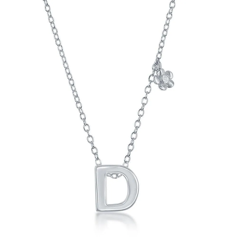Sterling Silver Shiny "D" Necklace and Earrings Set