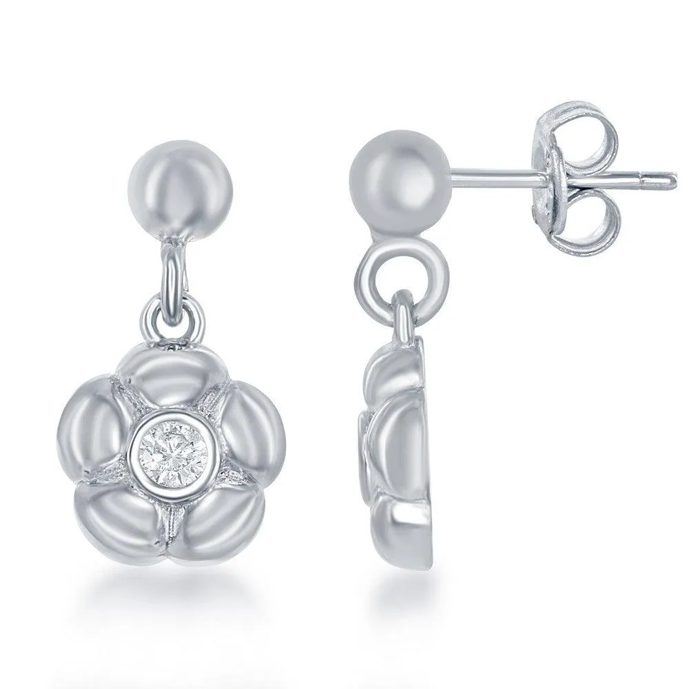 Sterling Silver Shiny "D" Necklace and Earrings Set