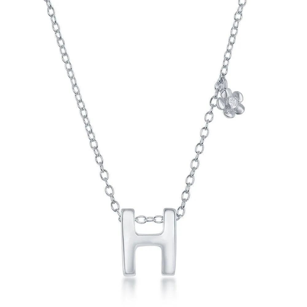 Sterling Silver Shiny "H" Necklace and Earrings Set