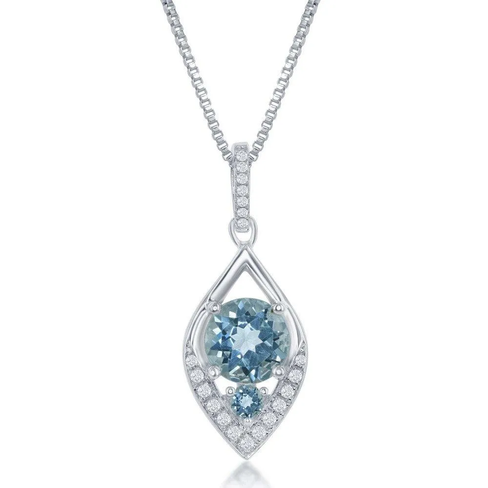 Sterling Silver Sky Blue Marquise Shaped Necklace