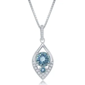 Sterling Silver Sky Blue Marquise Shaped Necklace