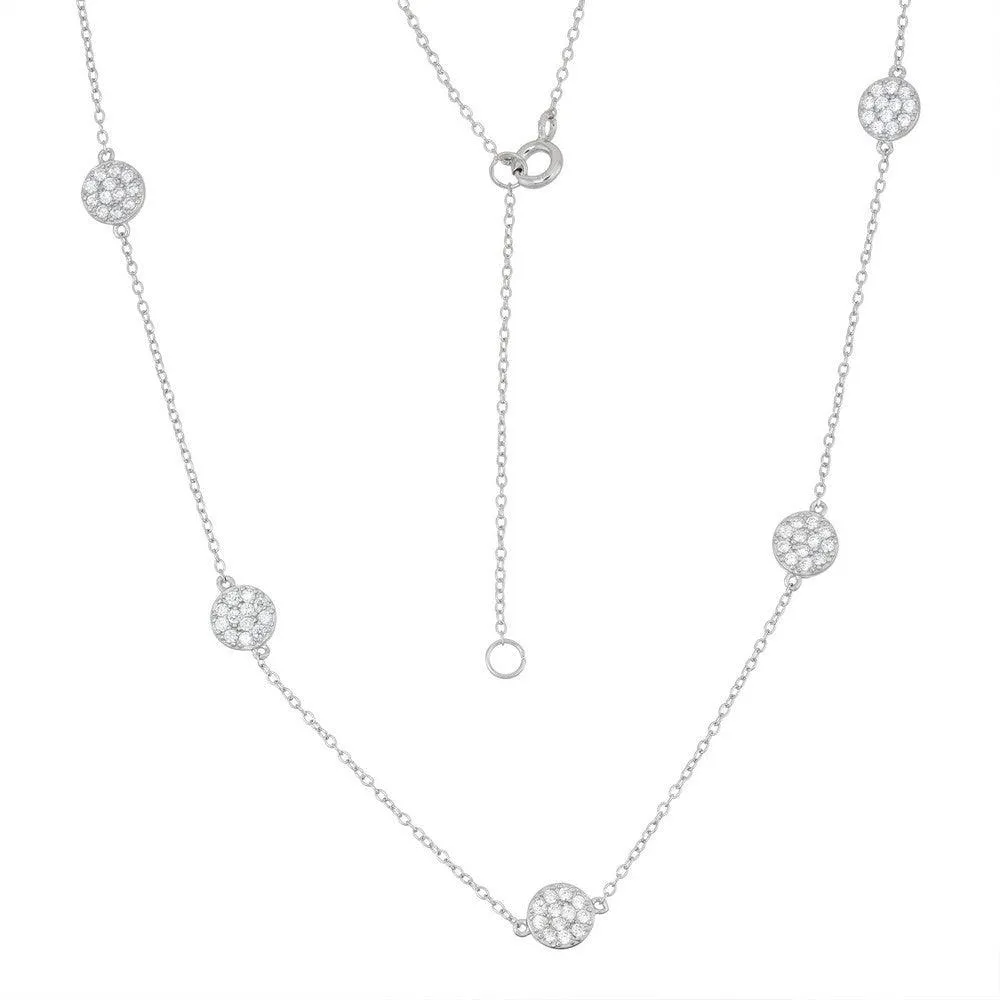 Sterling Silver Small Cubic Zirconia Discs Necklace