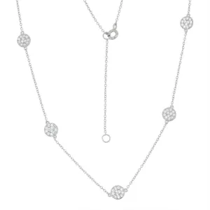 Sterling Silver Small Cubic Zirconia Discs Necklace