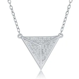 Sterling Silver Triangular Pyramid CZ Necklace