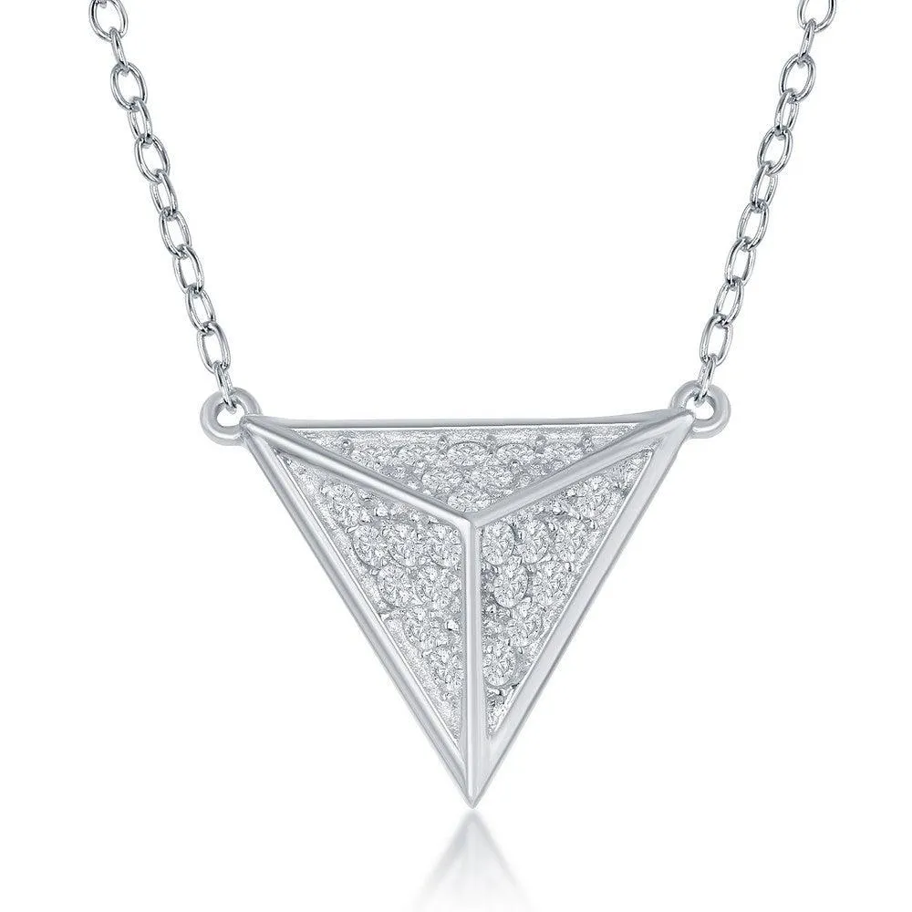 Sterling Silver Triangular Pyramid CZ Necklace