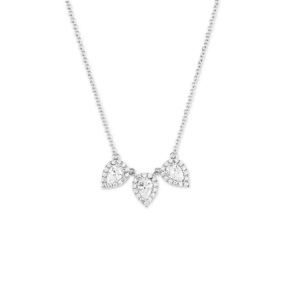 Sterling Silver Triple Teardrop CZ Necklace