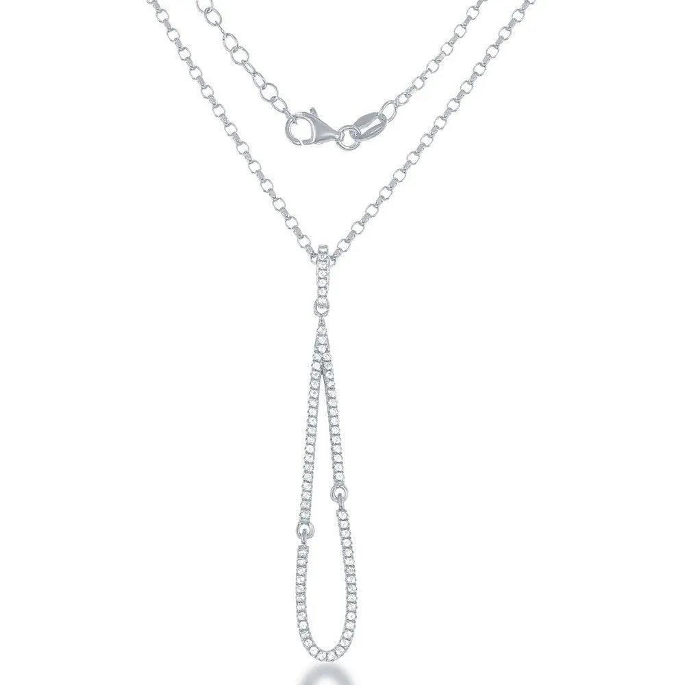 Sterling Silver White Topaz Teardrop Necklace