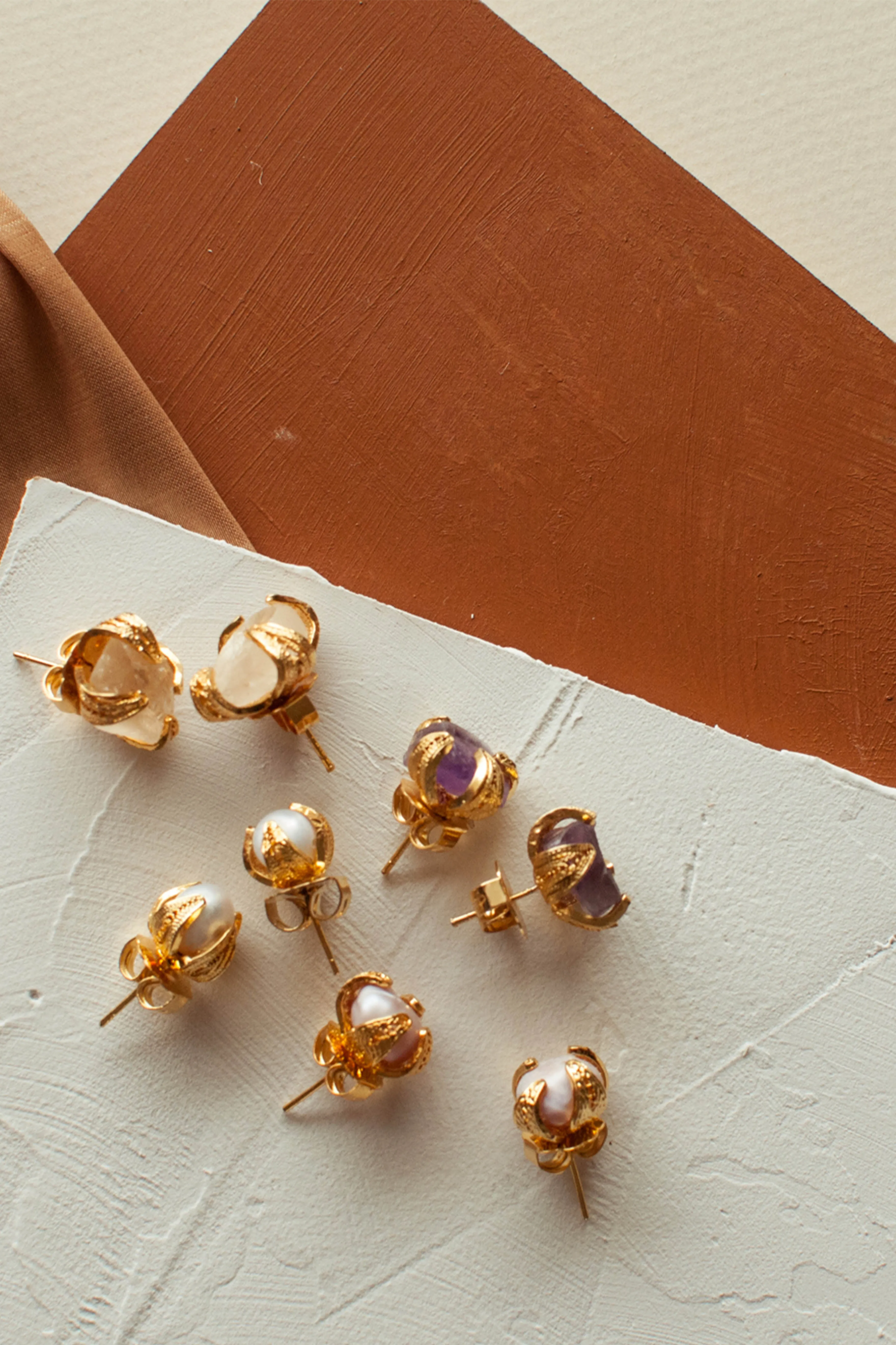 Studs Polished Amethyst