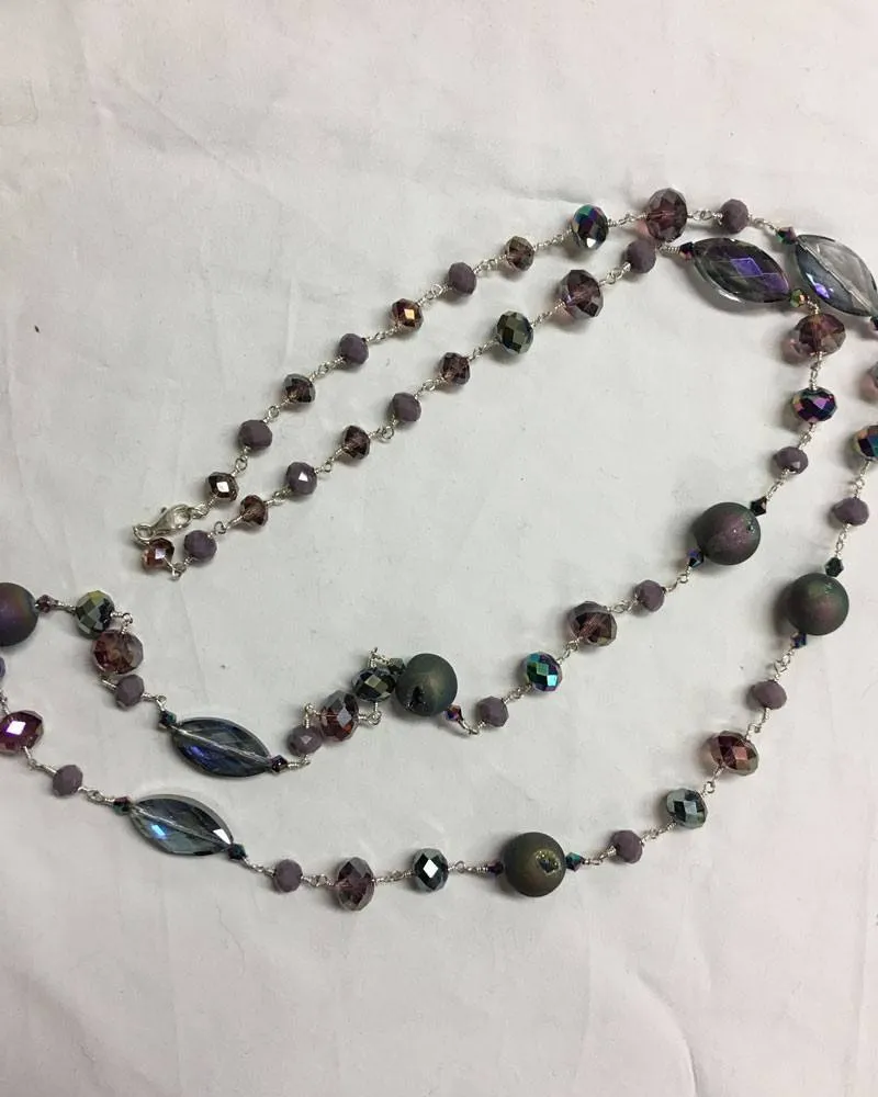 Titanium Druzy Necklace with faceted crystal accents