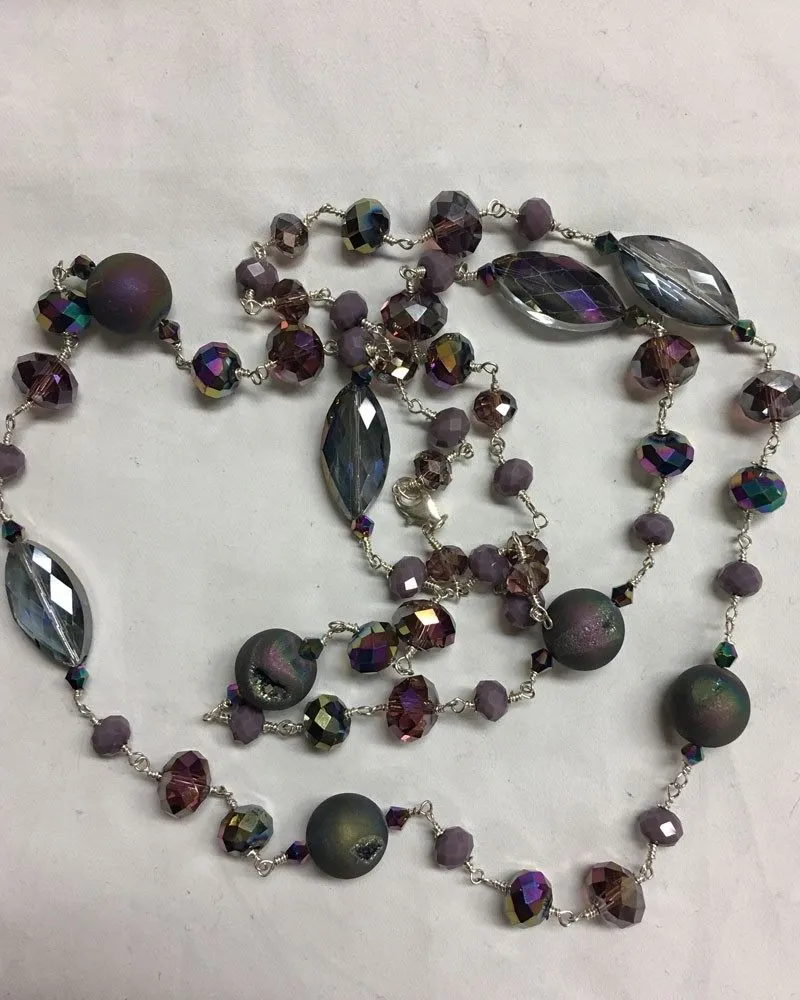 Titanium Druzy Necklace with faceted crystal accents