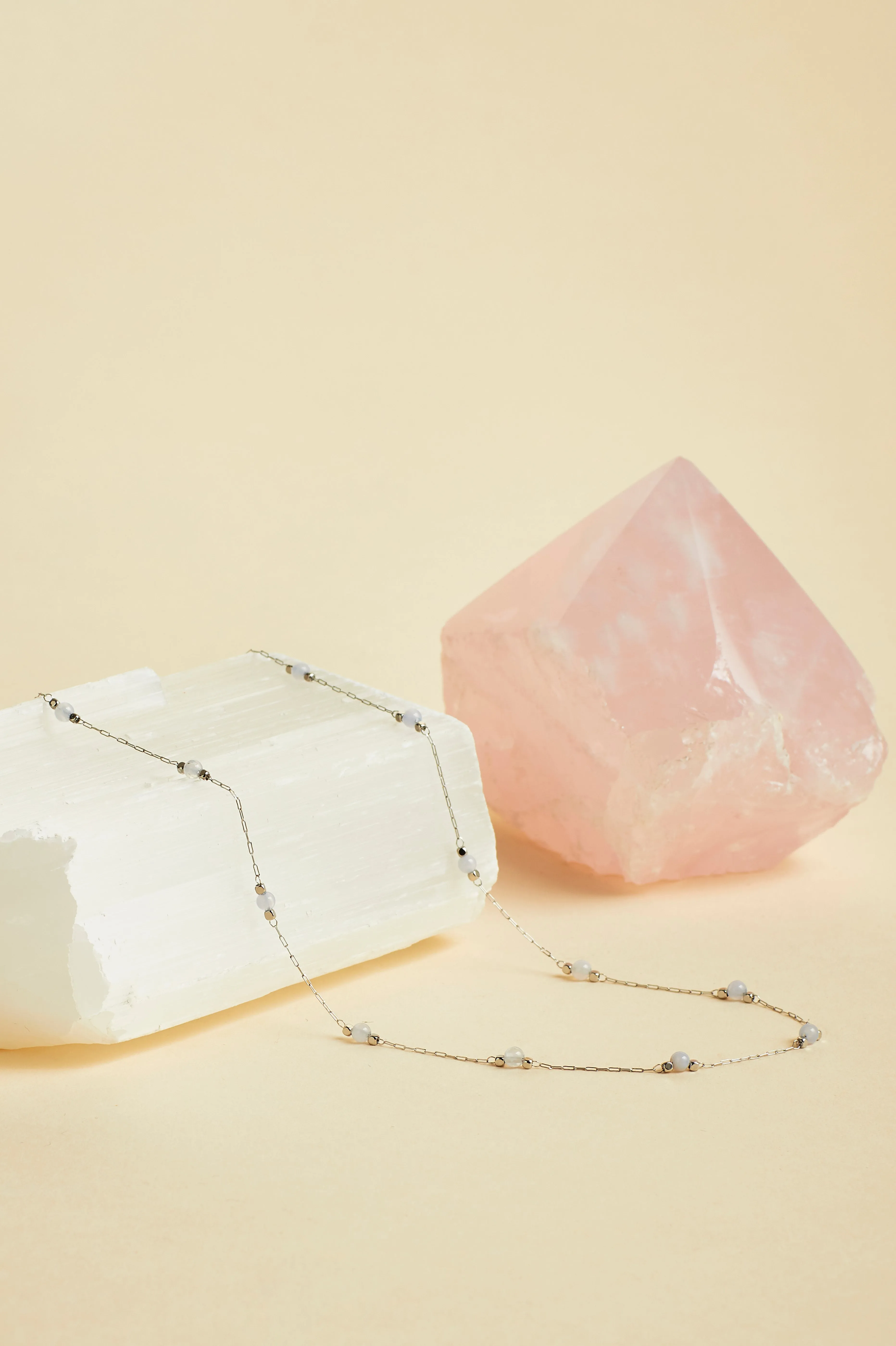 Wellness Blue Lace Agate Gemstone Bead Necklace