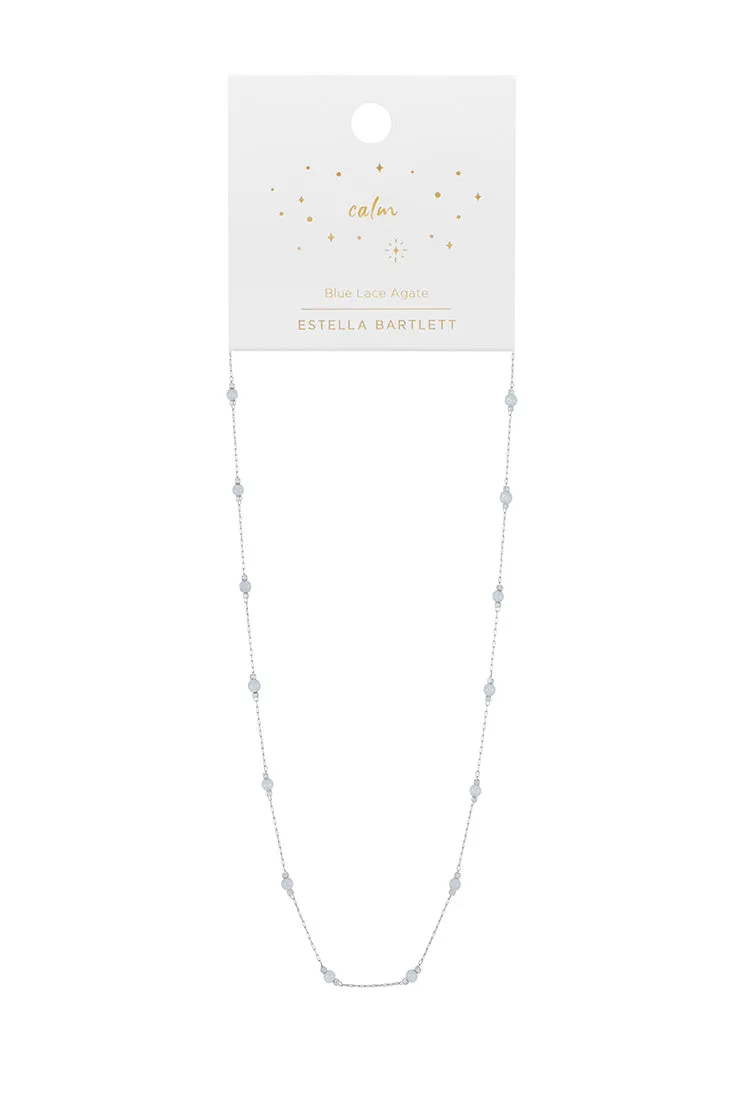 Wellness Blue Lace Agate Gemstone Bead Necklace
