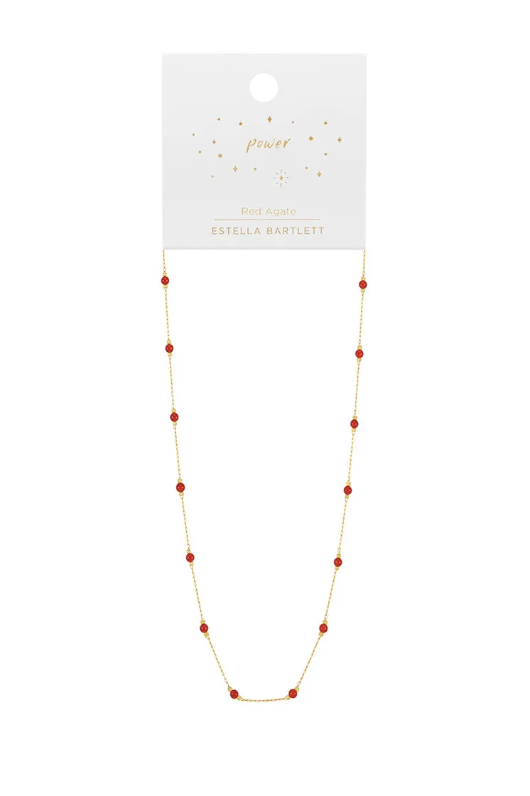 Wellness Red Agate Gemstone Bead Necklace