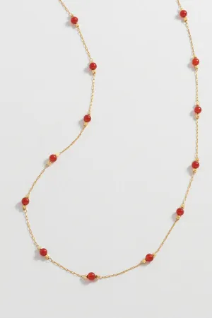 Wellness Red Agate Gemstone Bead Necklace