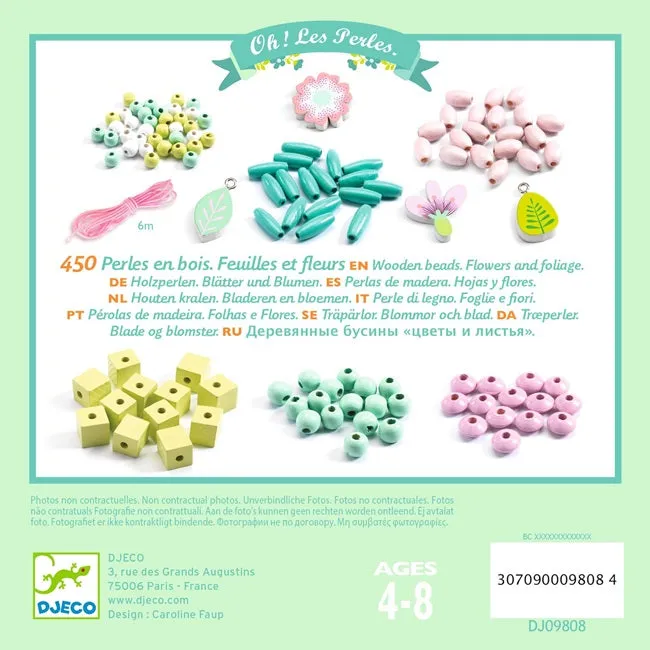 Wooden Bead Kit - Leaves And Flowers - ألعاب الأطفال